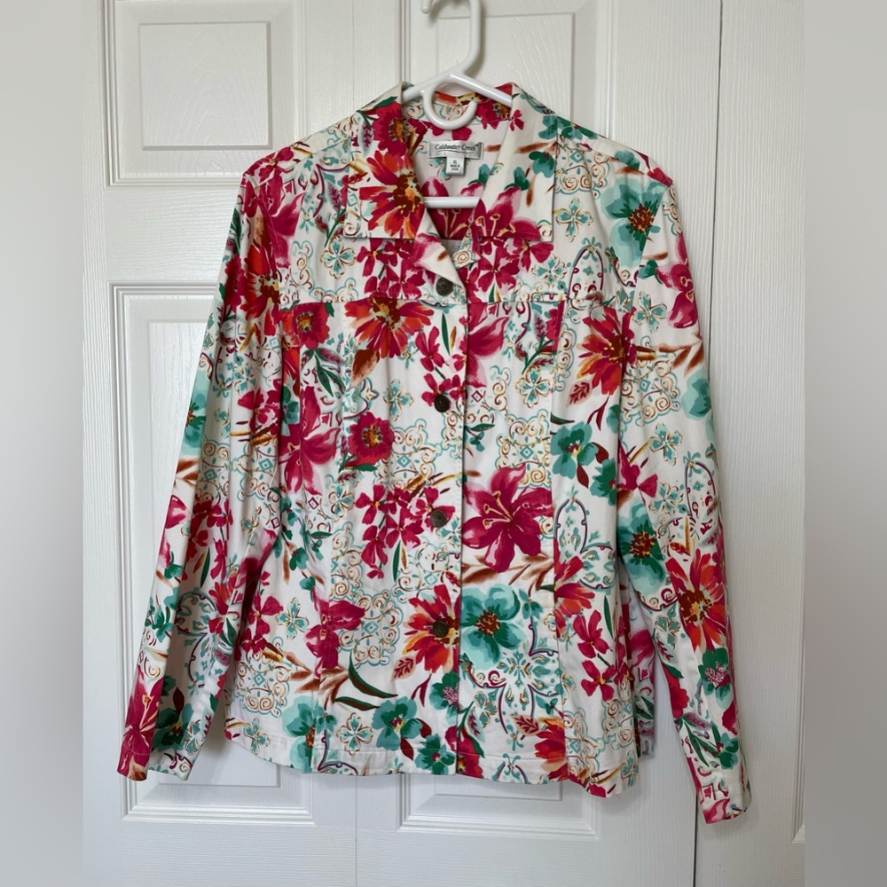 Coldwater Creek Multicolor Floral Jean Jacket